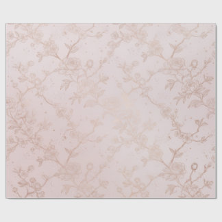 Blush Pink and Rose Gold Floral Chinoiserie Seamle Wrapping Paper