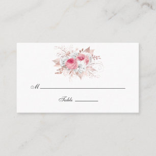 Blush Pink and Rose Gold Floral Wedding Place Card