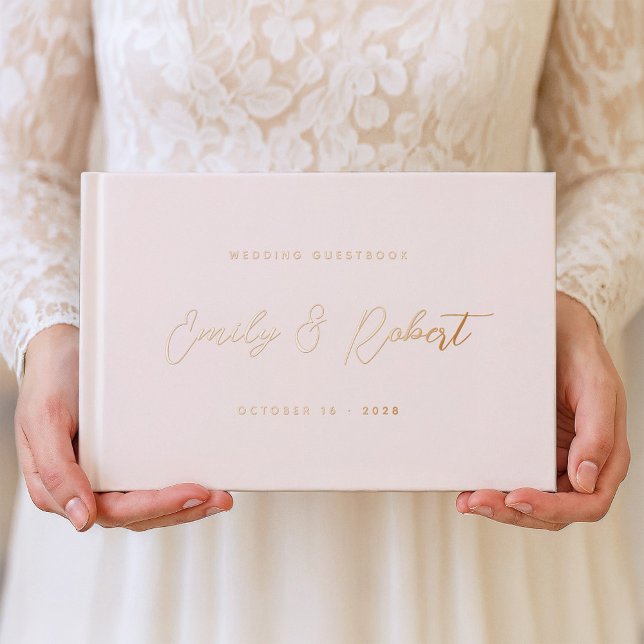 Blush Pink and Rose Gold Photo Wedding Guest Book (Creator Uploaded)