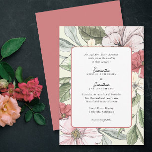 Blush Pink and Sage Fall Floral Wedding Invitation