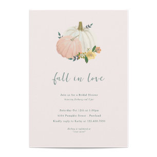 Blush Pink and Sage Fall Pumpkin Bridal Shower Invitation