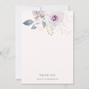 Blush Pink and Soft Violet Floral Thank You Card