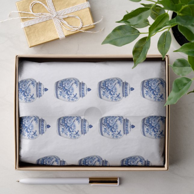Blush Pink and White Chinoiserie Decoupage Pattern Tissue Paper (Gift)