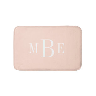 Blush Pink and White Classic 3 Letter Monogram Bath Mat