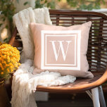 Blush Pink and White Classic Square Monogram Cushion<br><div class="desc">Design your own custom throw pillow in any colour combination to perfectly coordinate with your home decor in any space! Use the design tools to change the background colour and the square border colour, or add your own text to include a name, monogram initials or other special text. Every pillow...</div>
