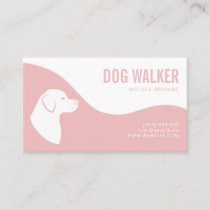 Blush Pink And White Dog Silhouette Dog Walker Business Card
