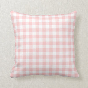 Blush Pink and White Gingham Pattern Cushion