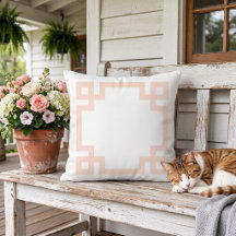 Blush Pink and White Greek Key Border