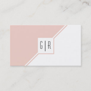 Blush pink and white monogram modern geometric business card