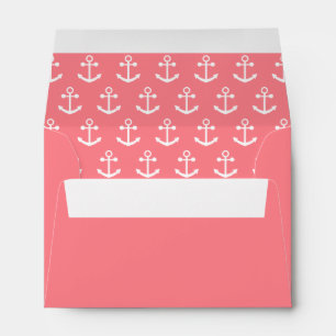 Blush Pink and White Nautical Anchor Pattern Envelopes