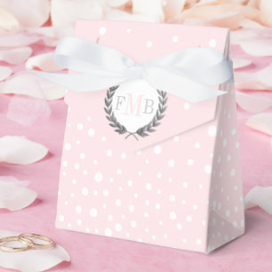 Blush pink and white polka dot pattern wedding fav favour box