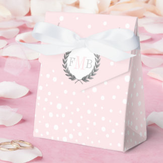 Blush pink and white polka dot pattern wedding fav favour box