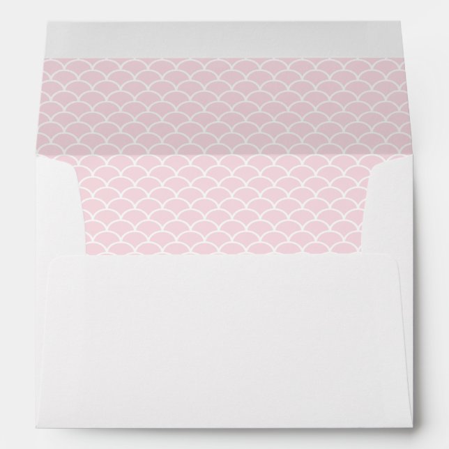 Blush Pink and White Shell Pattern Lined Envelopes (Back (Bottom))