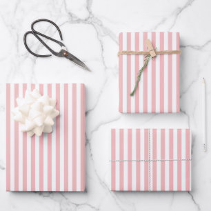 Blush Pink and White Striped Bridal Shower Wrapping Paper Sheet