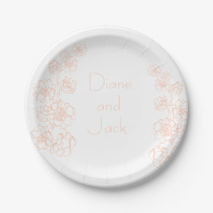 Blush Pink and White Wedding Paper Plate