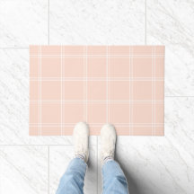 Blush Pink and White Windowpane Check