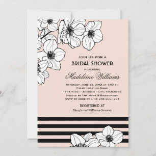 Blush Pink Anemone Floral Wedding Bridal Shower Invitation
