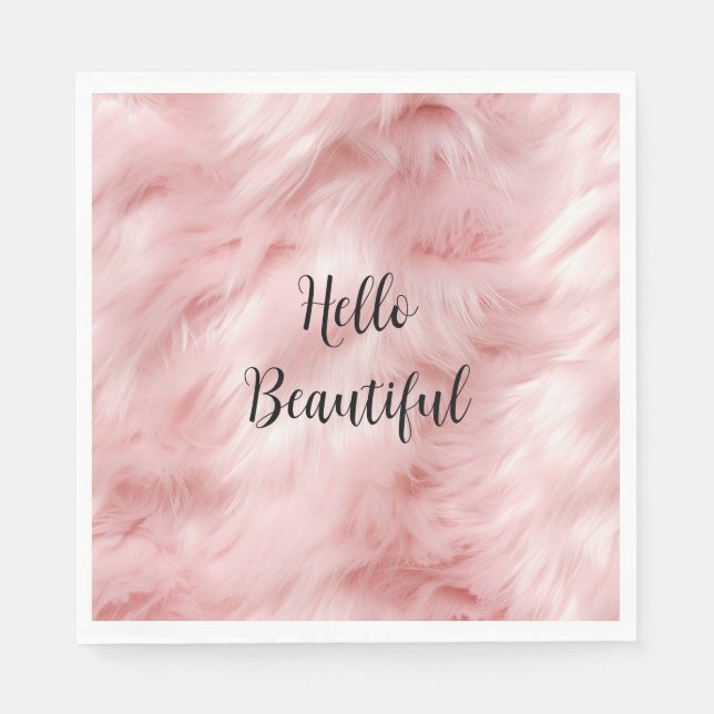 Blush Pink Animal Fur Napkin (Front)