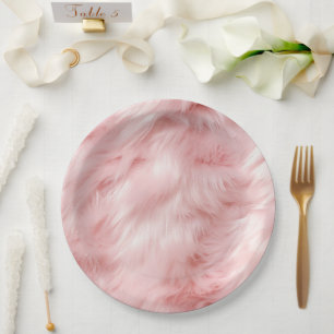 Blush Pink Animal Fur Paper Plate