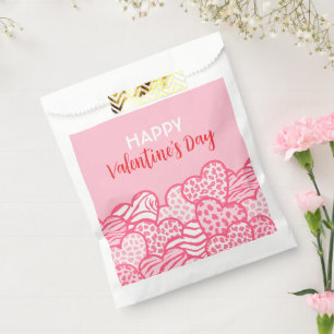 Blush Pink Animal Print Heart Valentines Day Party Favour Bags