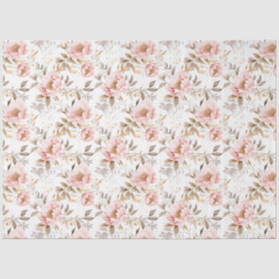 Blush Pink Asian Floral Rose Tissue Paper