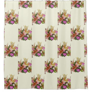 Blush Pink Asiatic Lilies and Carnations Shower Curtain