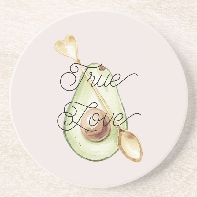 Blush Pink Avocado Heart Spoon  Coaster (Front)