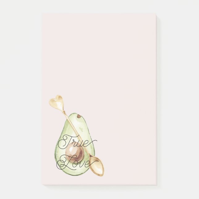 Blush Pink Avocado Heart Spoon  Post-it Notes (Front)
