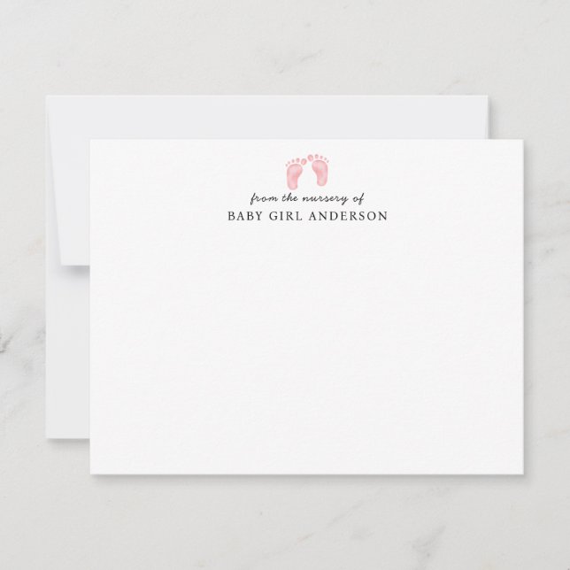Blush Pink Baby Footprints New Mum Dad Nursery Card (Front)