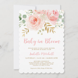 Blush Pink "Baby in Bloom" Baby Shower Invitation