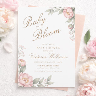 Blush Pink Baby in Bloom Baby Shower Invitation