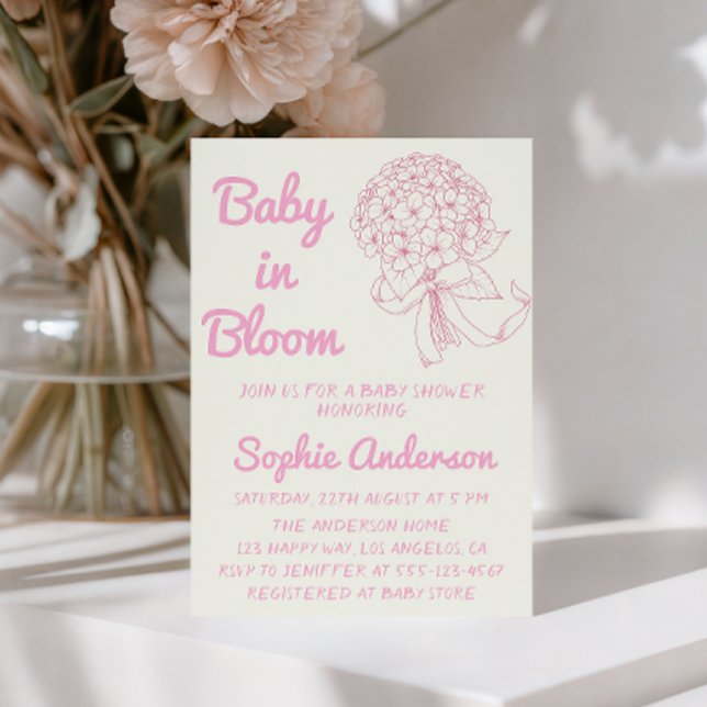 Blush Pink Baby in Bloom Floral Baby Shower Invitation (Creator Uploaded)