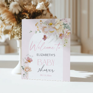 Blush Pink Baby in Bloom Floral Welcome Poster