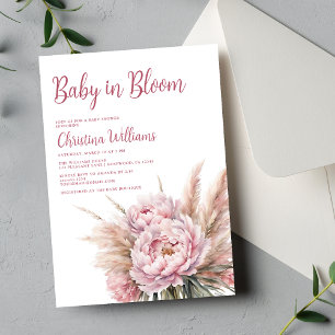Blush Pink Baby in Bloom Girl Baby Shower Invitation
