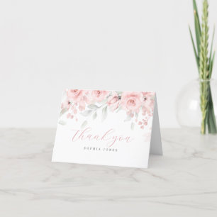 Blush Pink Baby in Bloom Thank You Card