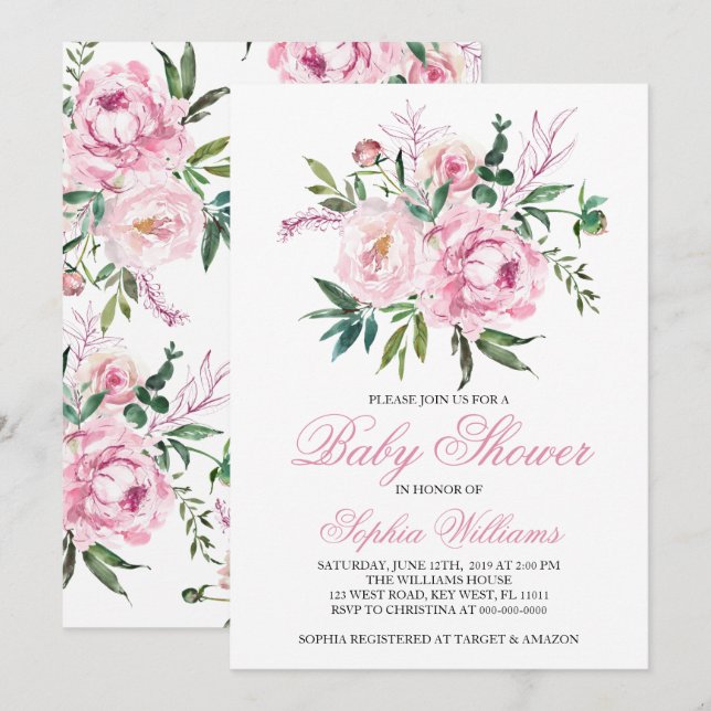 Blush Pink Baby Shower Invitation (Front/Back)