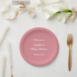 Blush Pink Baby Shower Paper Plates<br><div class="desc">Blush Pink Baby Shower Paper Plates,  easy to personalise using the online personalisation template before ordering.</div>