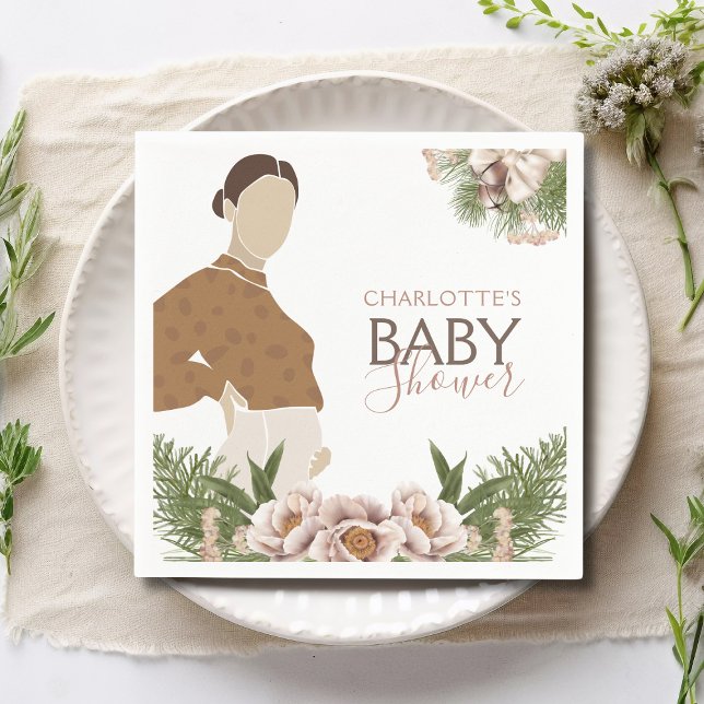 Blush Pink Baby Shower Watercolor Floral Napkin (Creator Uploaded)