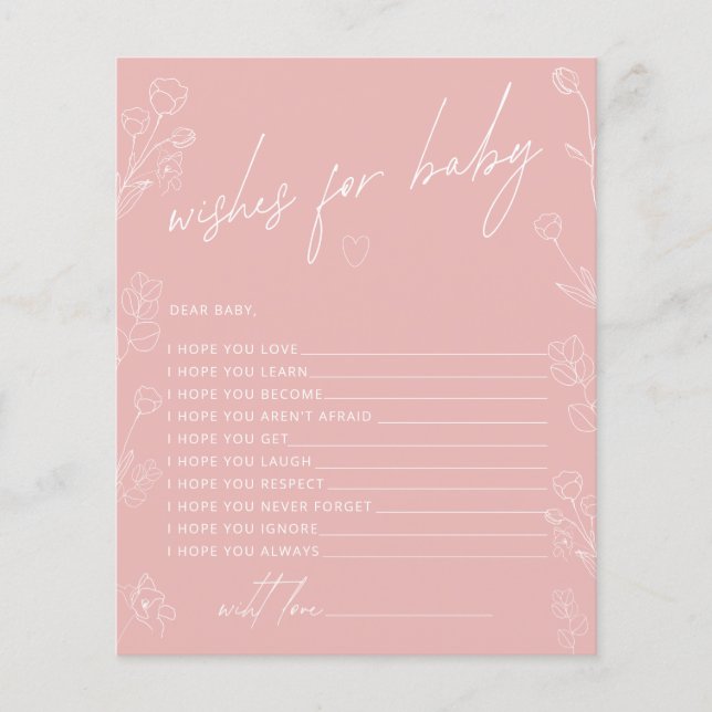 Blush Pink Baby Shower Wishes Enclosure Card (Front)