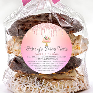 Blush Pink Bakery Cake Glitter Rainbow Ombre Legal Classic Round Sticker