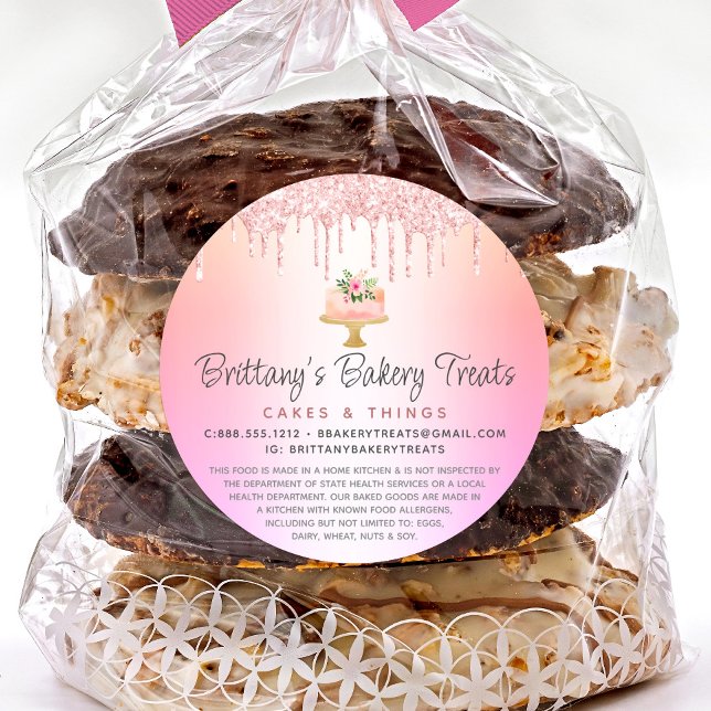 Blush Pink Bakery Cake Glitter Rainbow Ombre Legal Classic Round Sticker (Creator Uploaded)