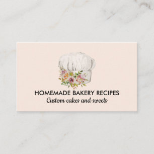 Blush Pink Bakery Chef Cap Pastry Business Card