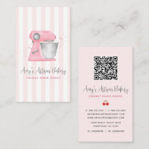 Blush Pink Bakery Mixer Stripes Pattern QR Code