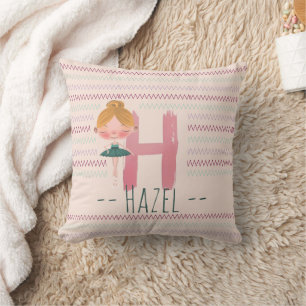 Blush Pink Ballerina Monogram H – Personalised Art Cushion