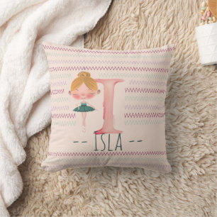Blush Pink Ballerina Monogram I – Personalised Art Cushion