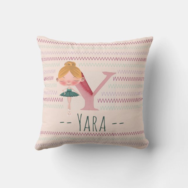 Blush Pink Ballerina Monogram Y – Personalised Art Cushion (Back)