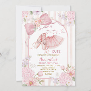 Blush Pink Ballerina Tutu Coquette Floral Birthday Invitation