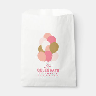 Blush Pink Balloons Let's Celebrate Birthday Favour Bags
