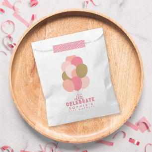 Blush Pink Balloons Let's Celebrate Birthday Favour Bags