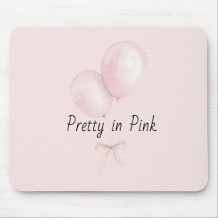 Blush Pink Balloons with Bow Mouse Pad